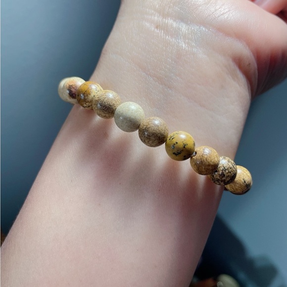 Natural Stone Picture Jasper Crystal Healing Bracelet 8mm - Picture 3 of 3